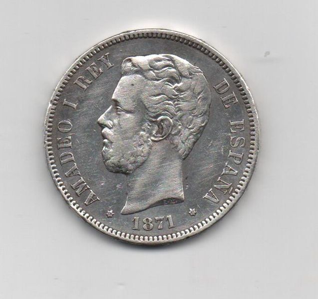 AMADEO I DEL AÑO 1871* 71 DE 5 PESETAS